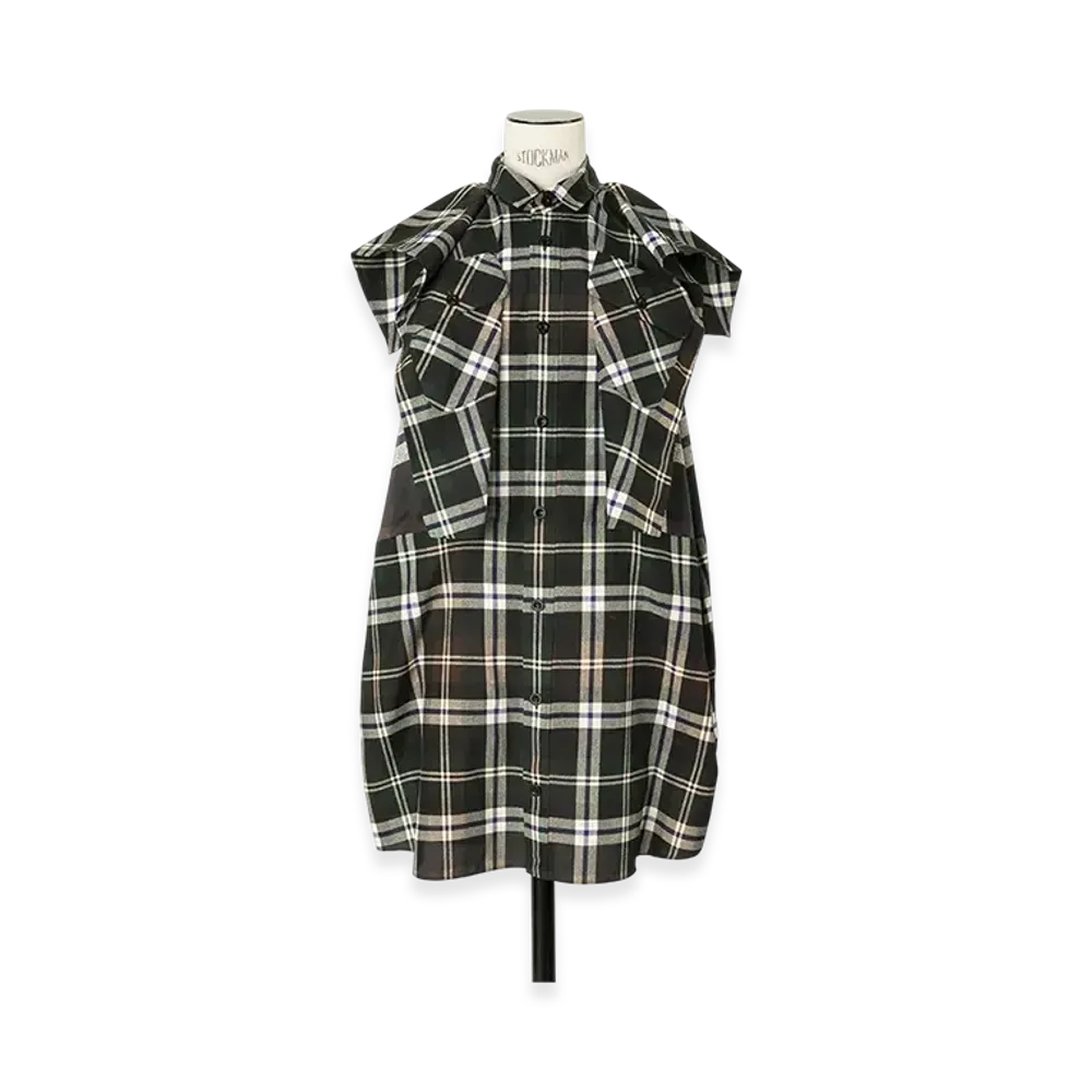 sacai Plaid Print Dress "Green/Brown"