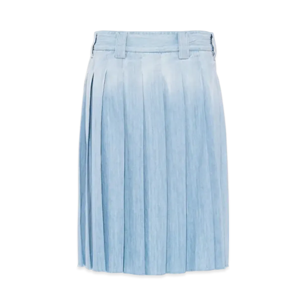 MIU MIU Women's Pleated Chambray Skirt "Light Blue"