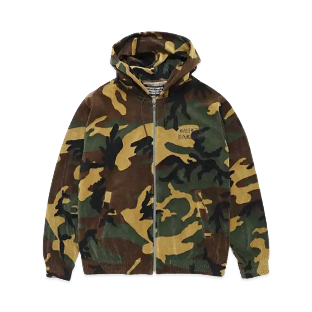 WACKO MARIA WOODLAND CAMO VELOUR FULL ZIP HOODED SWEAT SHIRT "Olive"