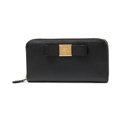 PRADA Saffiano Leather Round Long Wallet ”Black”