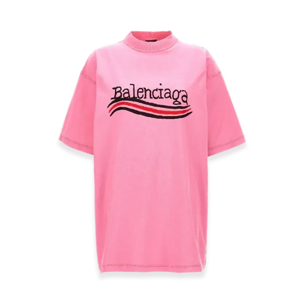 BALENCIAGA Women's Political Hand Drawn T-Shirt "Pink"