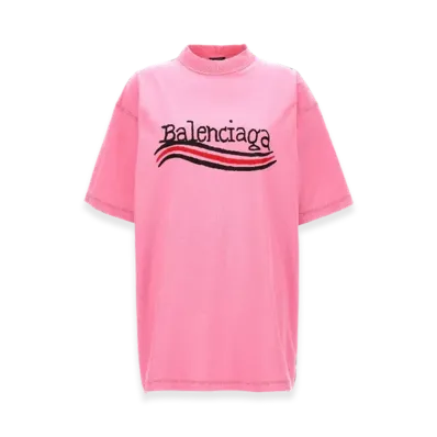 BALENCIAGA Women's Political Hand Drawn T-Shirt "Pink"