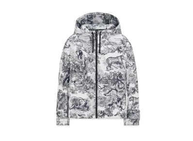 Dior Women's D Way Technical Taffeta Jacquard with Toile De Jouy Motif Windbreaker "White/Navy Blue"