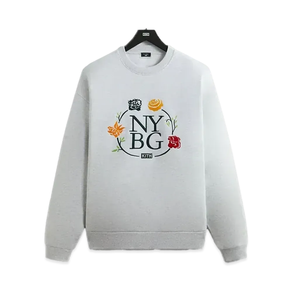Kith for New York Botanical Garden Logo Nelson Crewneck "Light Heather Grey"