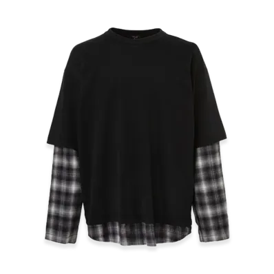 COMME des GARCONS HOMME Check Shirt Layered Tee "Black"