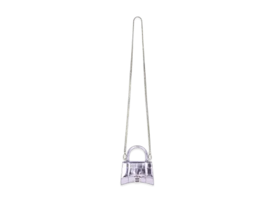 BALENCIAGA Women's Hourglass Mini Top Handle Bag With Chain "Purple"