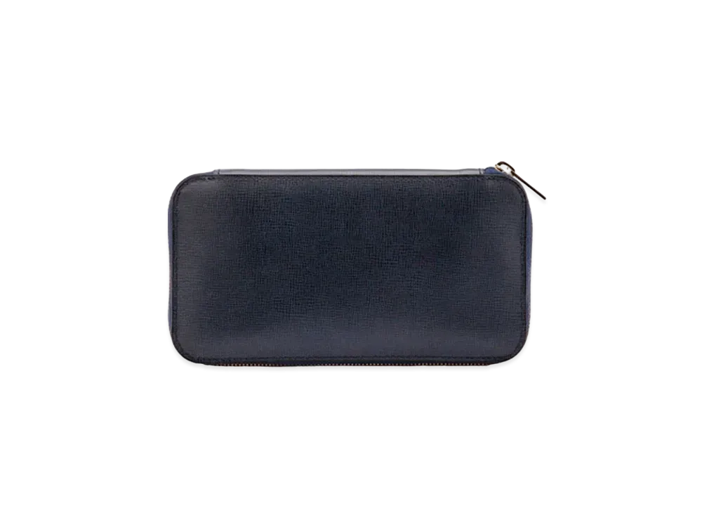 Valextra Round Zip 12 Card "Navy"