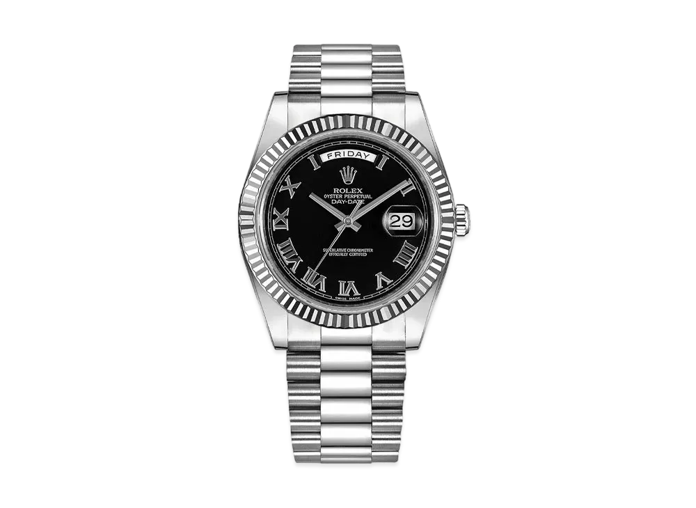 ROLEX Daydate II "Black/White Gold"