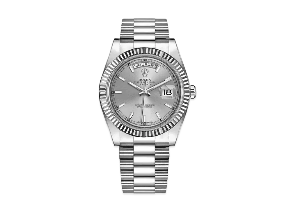 ROLEX Daydate II "Silver/White Gold"