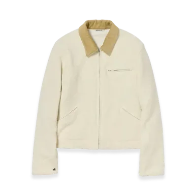 AURALEE Homespun Tweed Zip Blouson "Ivory White"