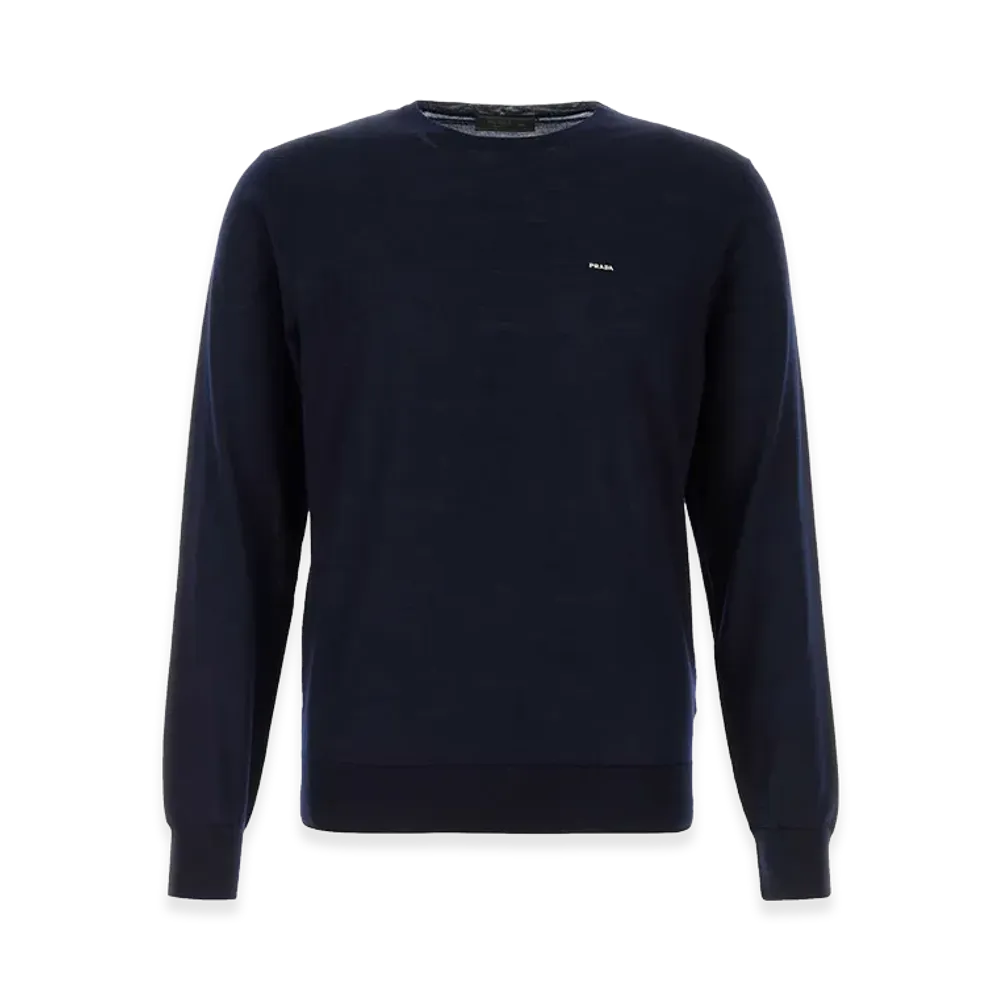 PRADA Superfine Wool Crewneck Sweater "Blue"