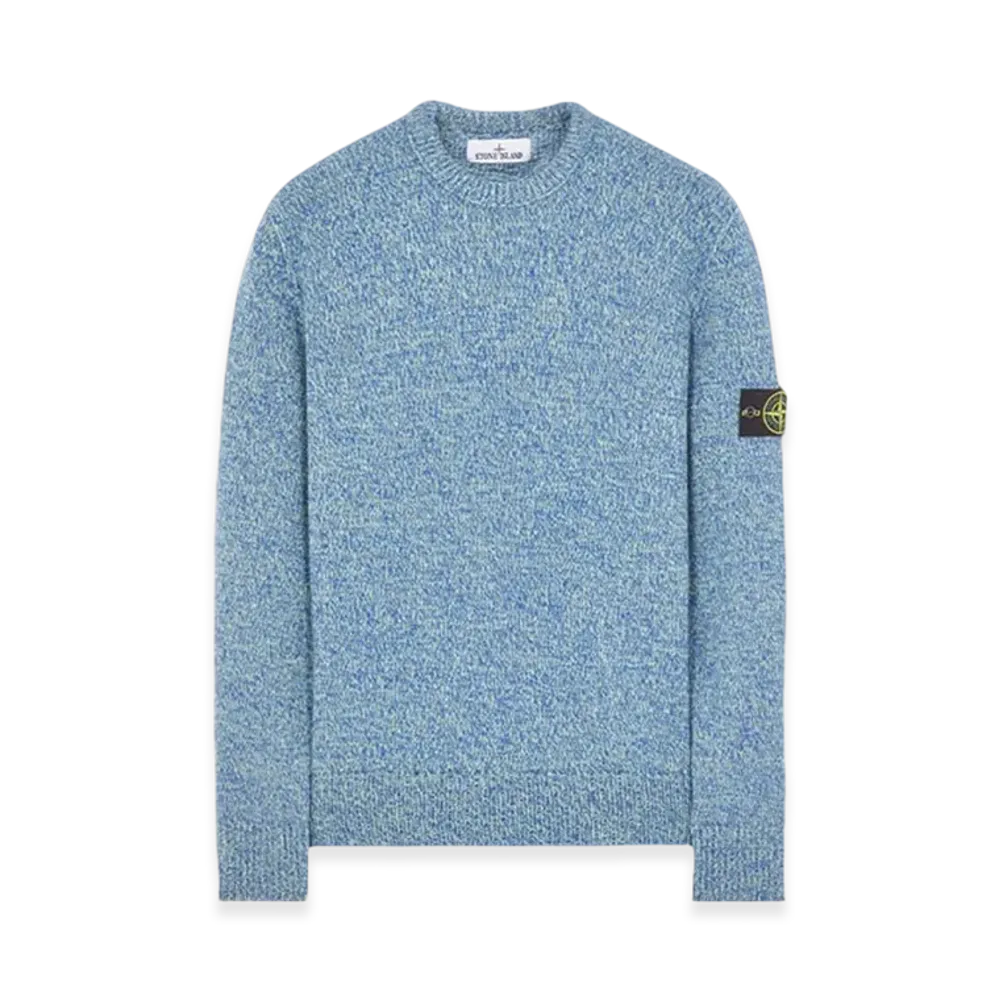 Stone Island 515A4 Three Color Mouline Lambswool Crewneck Knit - 23FW "Ultramarine Blue"