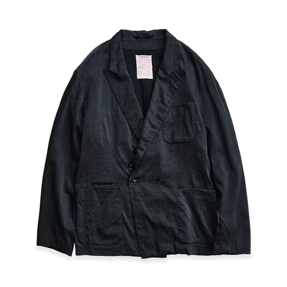 NICENESS W.Morton Wool Silk Double Breasted Robe jacket "Charcoal"