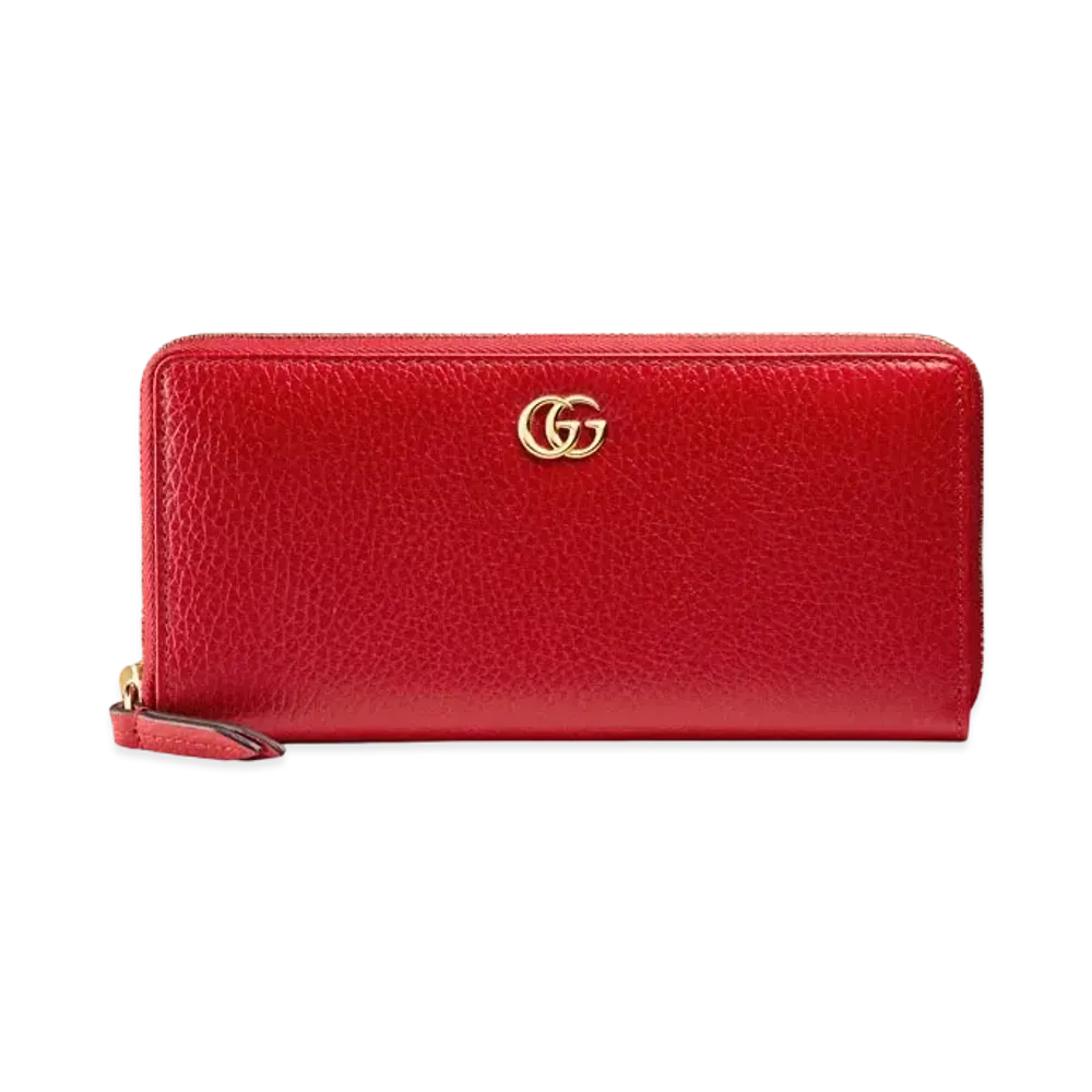 GUCCI Leather Zip Around Wallet "Hibiscus Red"
