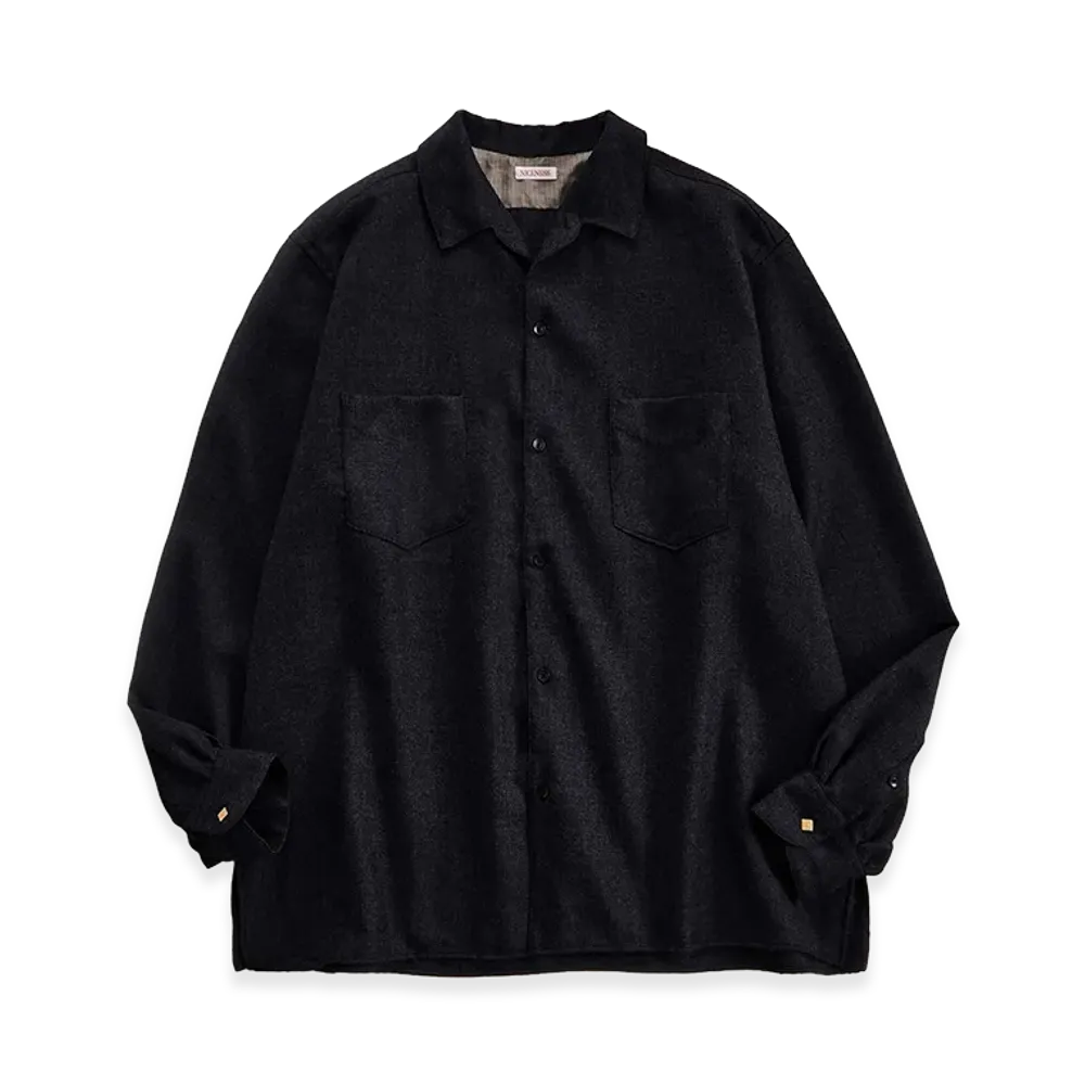 NICENESS O.Romeo Double Pocket Wool Saxony Dress Shirt "Charcoal"