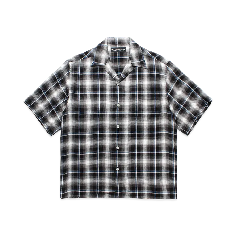 WACKO MARIA Check Open Collar Shirt "Gray"