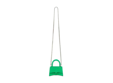 BALENCIAGA Women's Hourglass Mini Top Handle Bag With Chain "Green"
