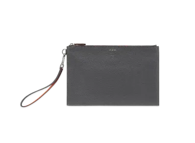 FENDI Flat Slim Clutch Leather "Gray"