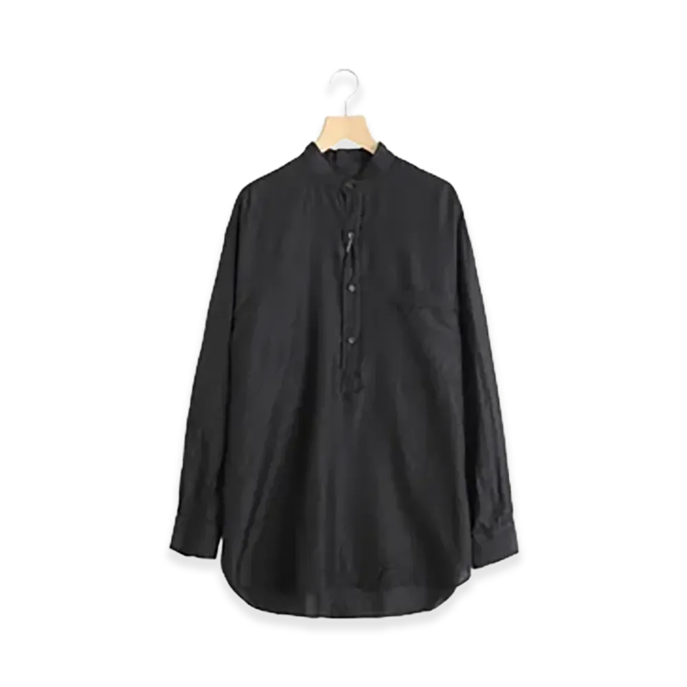 COMOLI Wool Silk Pullover Shirt "Charcoal"