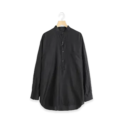 COMOLI Wool Silk Pullover Shirt "Charcoal"