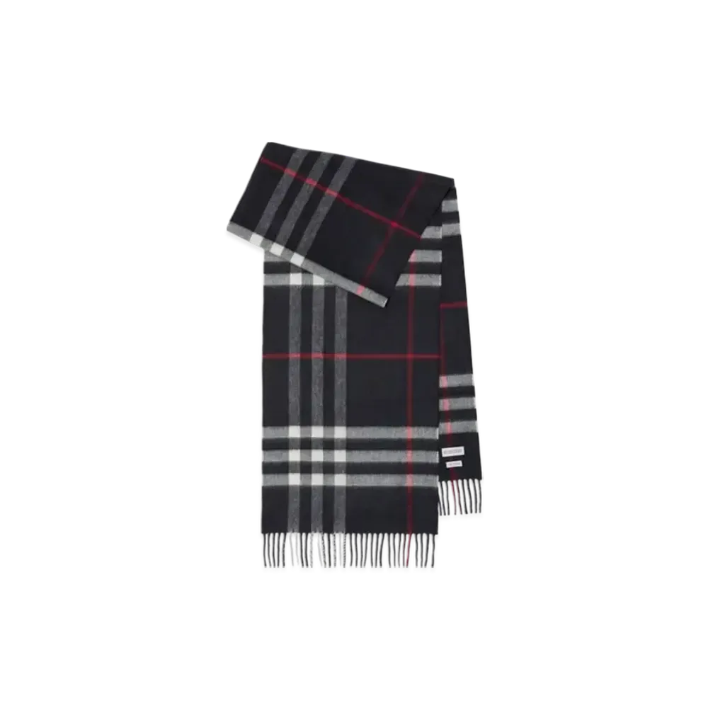 Burberry Check Cashmere Scarf "Navy"
