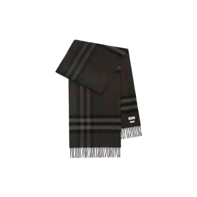 Burberry Check Cashmere Scarf "Charcoal"