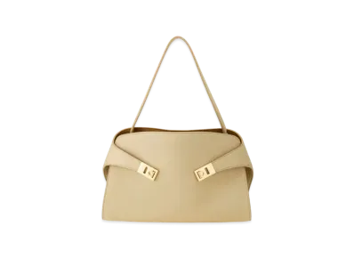 Salvatore Ferragamo Hug Soft Bicolor Shoulder Bag (M) "Stone"