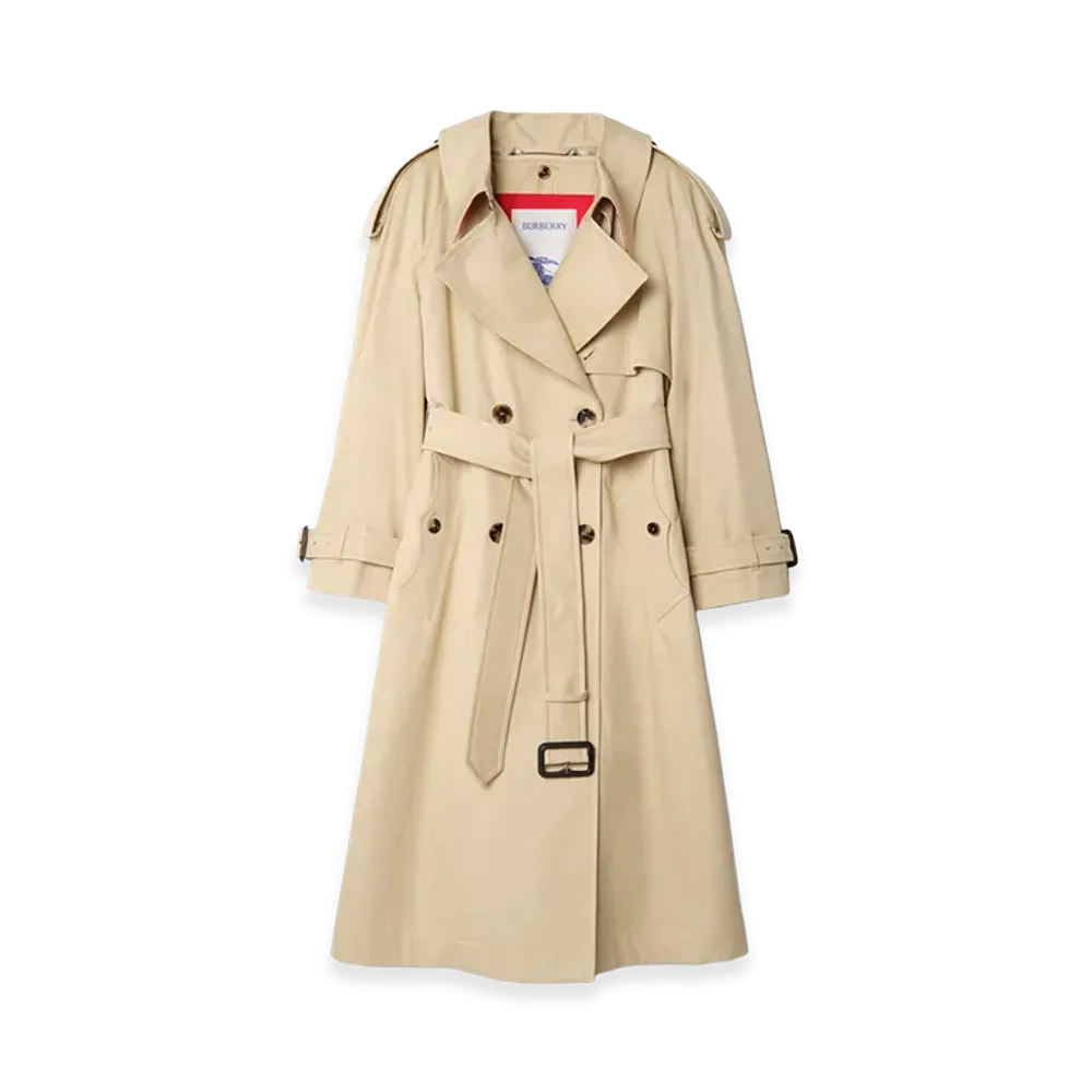 Burberry Women's Long Gabardine Fitzrovia Trench Coat with Warmer "Limestone Beige"