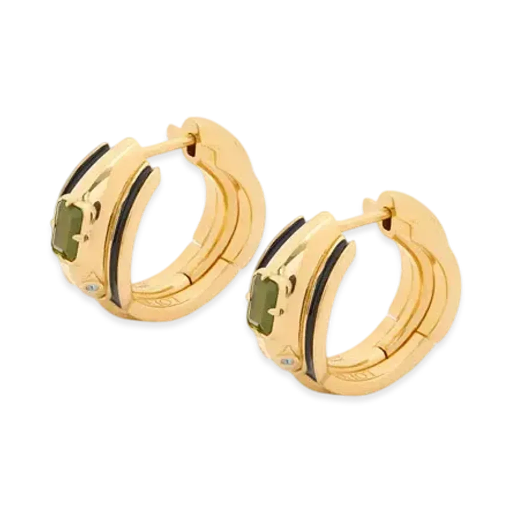 LOEWE Snake Earrings in Sterling Silver, Crystals and Jade "Gold/Black"