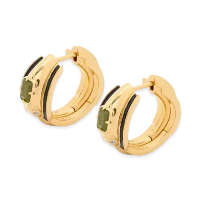 LOEWE Snake Earrings in Sterling Silver, Crystals and Jade "Gold/Black"