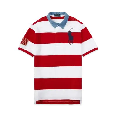 Polo Ralph Lauren Kids Big Pony Border S/S Polo "Red/White"