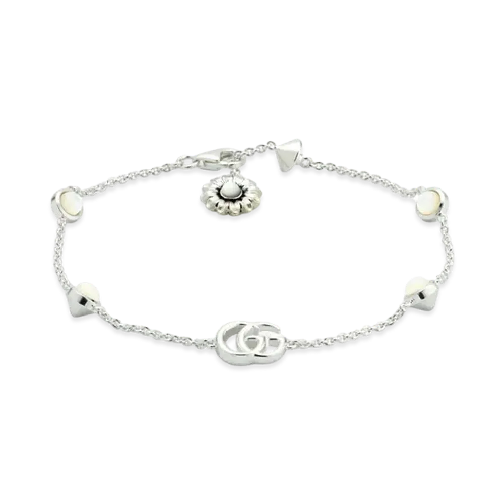 GUCCI GG Marmont Mother of Pearl Necklace "Silver"