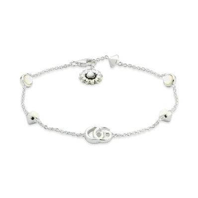 GUCCI GG Marmont Mother of Pearl Necklace "Silver"
