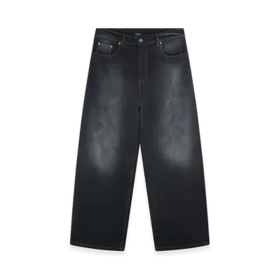 RASSVET Sun Dyed Extra Baggy Denim Pants Woven "Black"