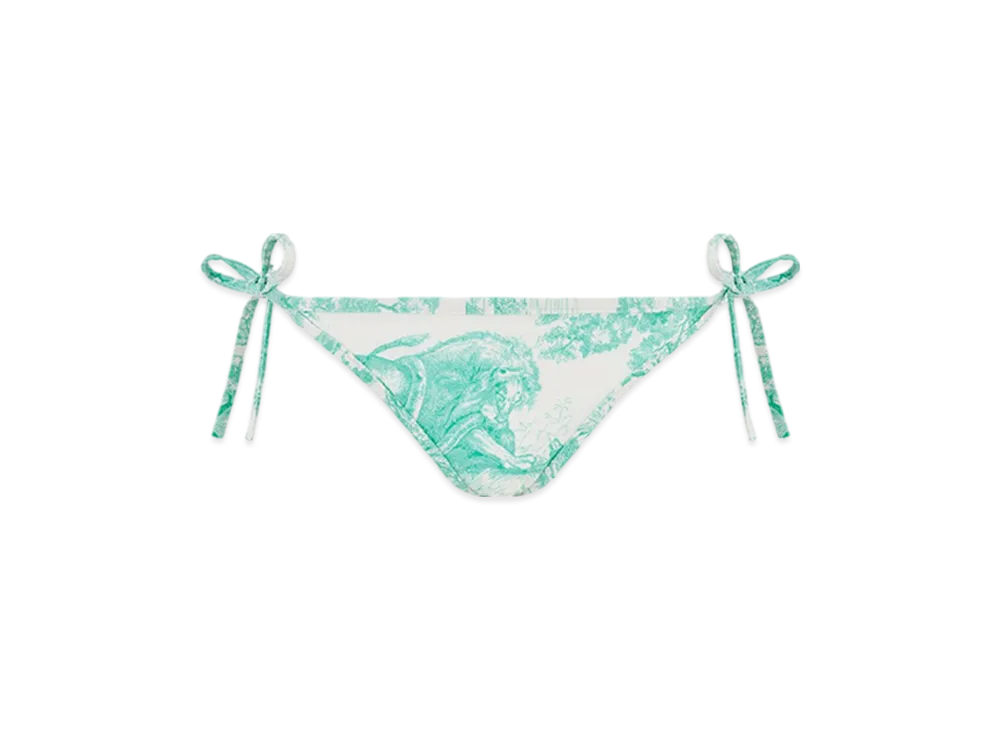 Dior Women's Technical Fabric with Toile De Jouy Sauvage Motif Dioriviera Bikini Bottom "White/Aquamarina"