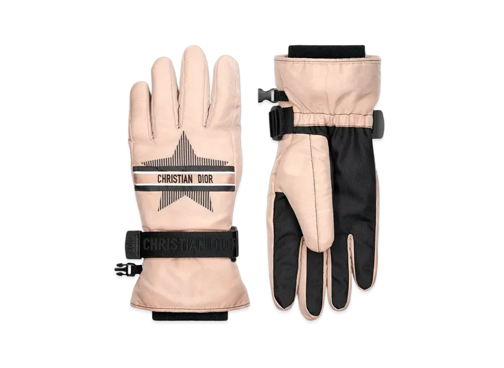 Dior DiorAlps Ski Gloves Rose des Vents and Black Technical Fabric "Rose/Black"