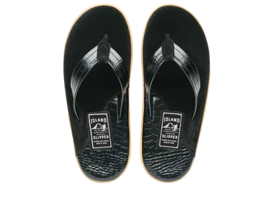 ISLAND SLIPPER Classic Snake + Suede "Black Barc/Black Suede" 21PT205BS