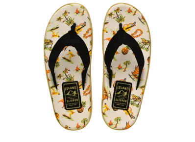 ISLAND SLIPPER Recycled Canvas + Suede "Hawaiiana/Black Suede" 21PTLF203