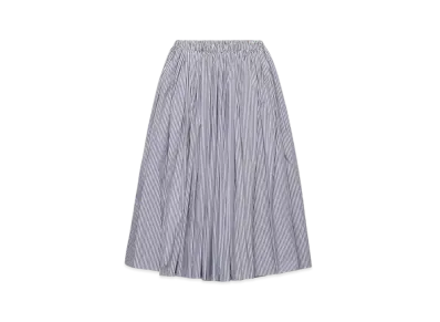 PRADA Women's Striped Poplin Skirt "White/Navy"
