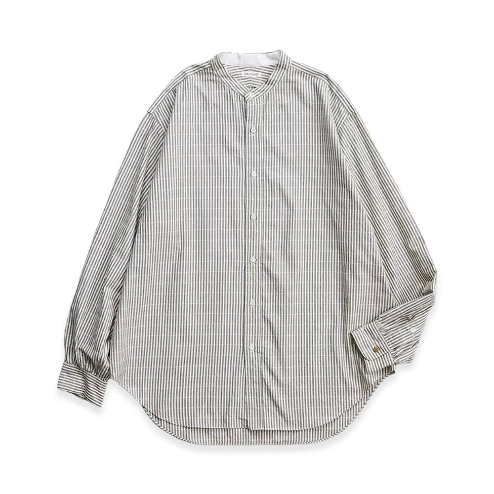 NICENESS Marc Dobby Stripe Band Collar Dress Shirt "Blue"