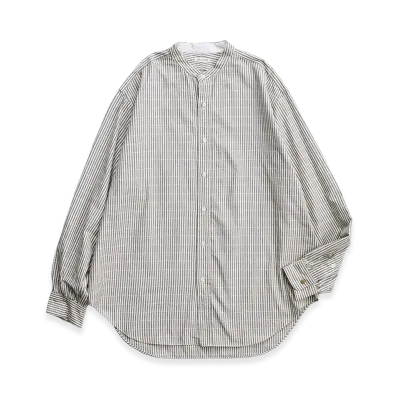 NICENESS Marc Dobby Stripe Band Collar Dress Shirt "Blue"
