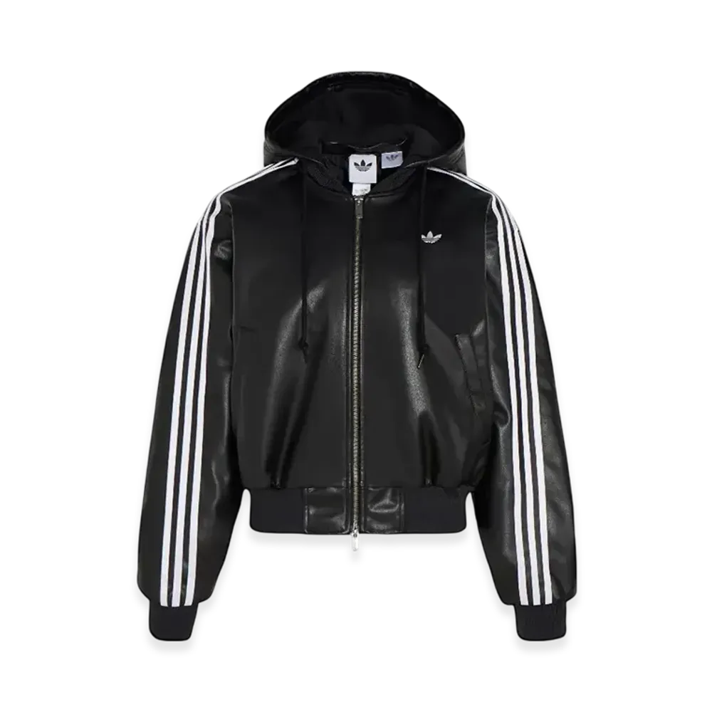adidas Originals Hooded Leather Jacket Pad "Black"