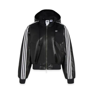 adidas Originals Hooded Leather Jacket Pad "Black"