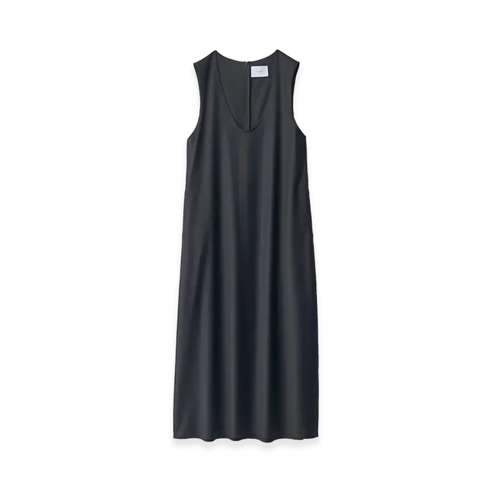 ssstein Women's Wool Silk Sleeveless Onepiece Dress "Black"