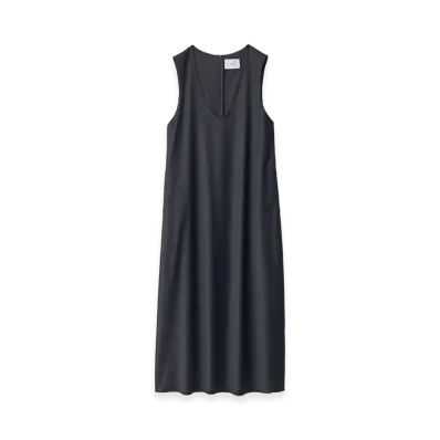 ssstein Women's Wool Silk Sleeveless Onepiece Dress "Black"