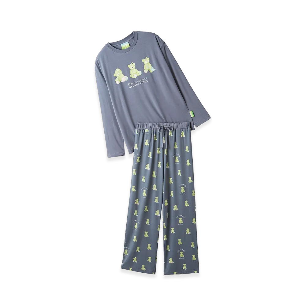 GELATO PIQUE x Mrs. GREEN APPLE One Point Long Sleeve T-Shirt & Long Pants Set "Navy"