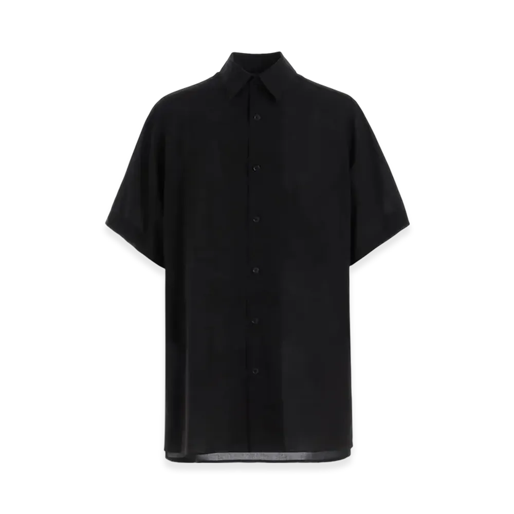 Yohji Yamamoto POUR HOMME Cellulose Lawn Oversized Half Sleeve Shirt "Black"