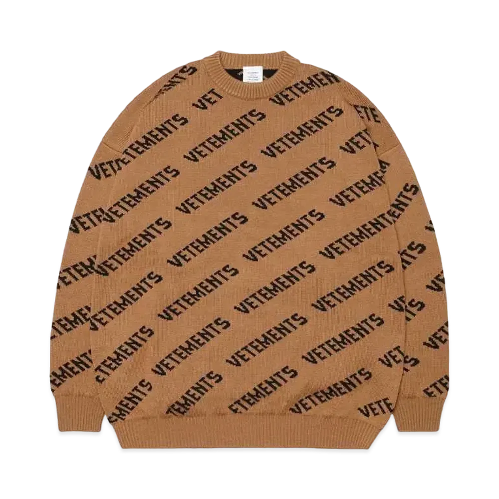 VETEMENTS MONOGRAM KNITTED SWEATER "CAMEL"