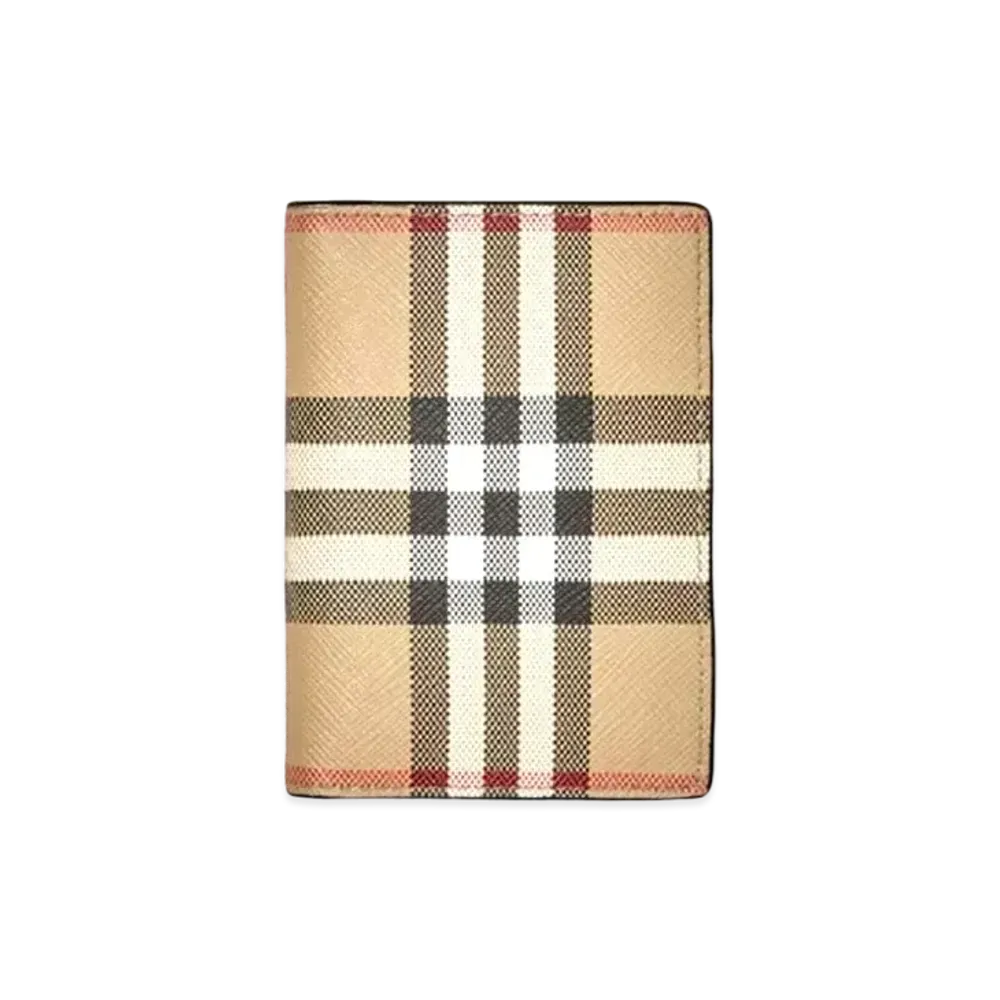 Burberry Vintage Check & Leather Folding Card Case "Archive Beige"