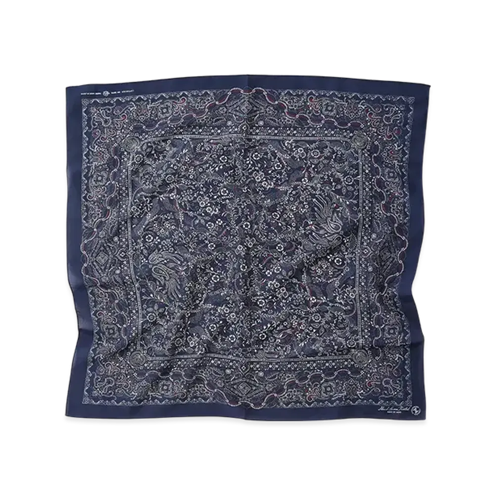 NICENESS Chao Cotton Silk Paisley Scarf "Navy"